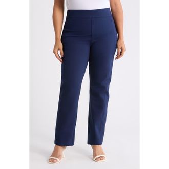 Spanx High Waist Slim Straight Ponte Pants in Timeless Navy at Nordstrom, Size 1X
