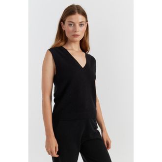 Chinti and Parker Cloud Cashmere Knit Tank Top in Black at Nordstrom, Size X-Large