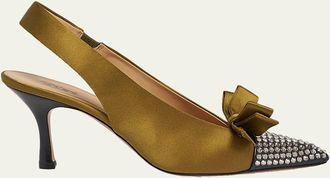 Chlo&eacute; 75mm Alba Embellished Satin Slingback Pumps