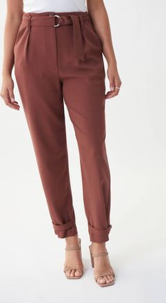 Joseph Ribkoff Rolled Tab Pants In Brown