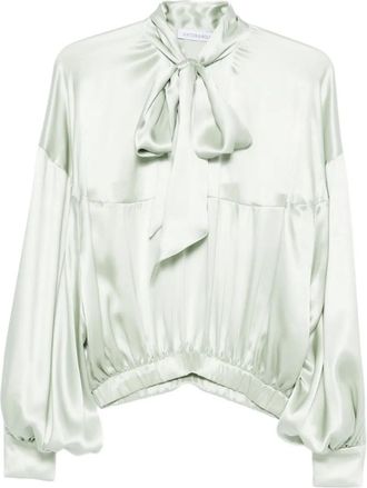 Viktor & Rolf Blusa in seta con fiocco e maniche a palloncino - Verde