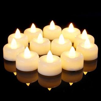 No Brand 12 Velas Led Sin Llama A Pilas, Velas El&eacute;ctricas De Imitaci&oacute;n, Ideales Para Portavelas, Halloween, Bodas Y Decoraci&oacute;n De Mesas (juego De 12)