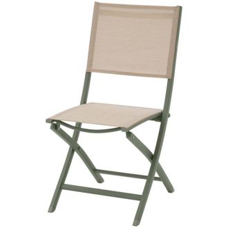 Hesperide Set di 4 sedie da giardino pieghevoli essentia in lino e verde alloro, alluminio e texalina - Hesp&eacute;ride