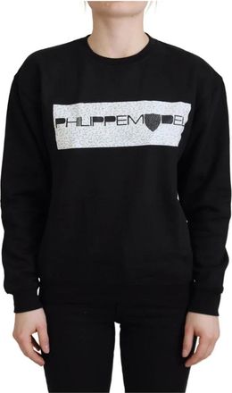 Philippe Model Elegante zwarte katoenen sweater met print - Dames - Sweatshirts - Zwart - XS - Katoen - Hoodies & sweatvesten