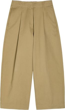 STUDIO NICHOLSON Peached Wide-leg Cotton-twill Trousers - Tan - 10 (UK10 / S)