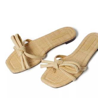 Loeffler Randall Womens Loeffler Randall Hadley Sandal Natural Raffia Bow Detail Slip On HAWK805