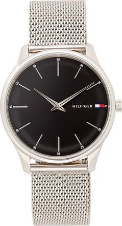Tommy Hilfiger Adrian Mesh Strap Watch in Black/Silver at Nordstrom Rack