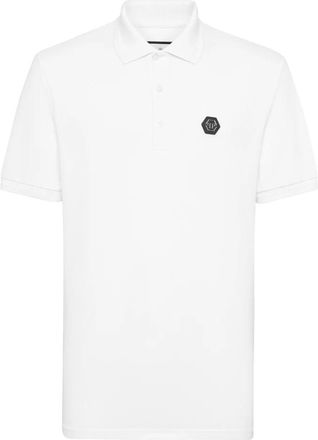 Philipp Plein Pique Polo Shirt SS Gothic Plein - Heren - Polos - Wit - 5XL - Katoen - Tops