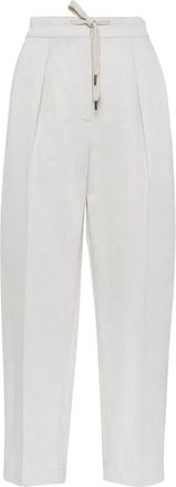 Brunello Cucinelli straight-leg gabardine trousers - women - Cotton/Linen/Flax - 42 - Neutrals