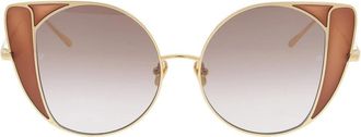 Linda Farrow Zonnebril - Dames - Zonnebrillen - Geel - ONE Size - Accessoires