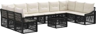 vidaXL Conjunto De Sof&aacute;s De Jard&iacute;n 11 Uds. Negro Rat&aacute;n Sint&eacute;tico Vidaxl