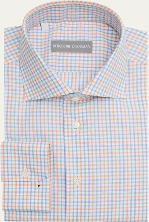 Bergdorf Goodman Mens Cotton Multicolor Plaid Dress Shirt