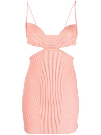 Off-white Ribgebreide mini-jurk - Oranje