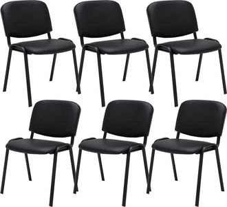Clp Clp - Set 6 Sillas De Conferencia Ken En Cuero Pu Negro