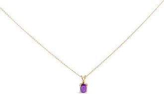 House of Brilliance 14K Gold 6x4MM Oval Shaped Gemstone Solitaire Pendant Necklace in Purple Amethyst | Yellow at Nordstrom