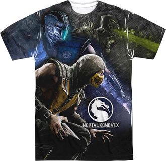Gildan Mortal Kombat X Three Of A Kind (Front/Back Print) Short Sleeve Adult Poly Crew Tee / T-Shirt