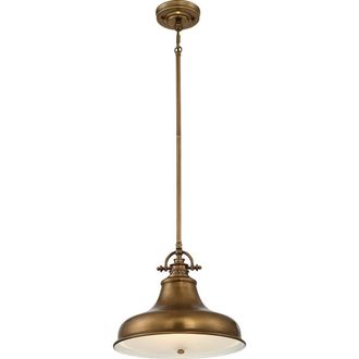 Netlighting Emery 1 Light Dome Ceiling Pendant Weathered brass E27 in Yellow