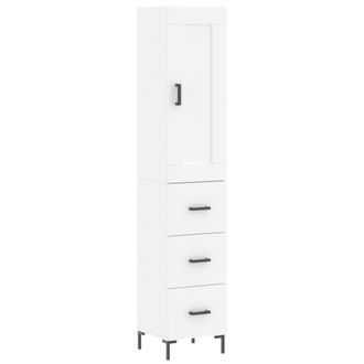 vidaXL Aparador Alto Madera Contrachapada Blanco 34,5x34x180 Cm Vidaxl