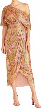 Theia Womens Jade Draped High Low Gown In Renaissance Floral