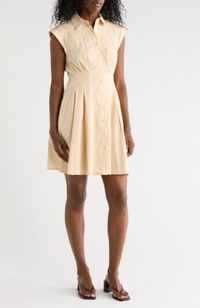 Eliza J Cap Sleeve Cotton Fit & Flare Shirtdress in Natural at Nordstrom Rack, Size 10