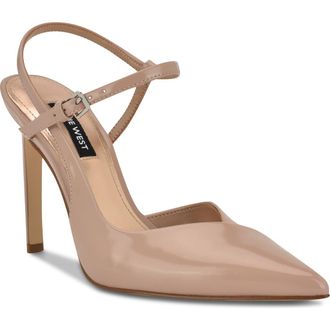 Nine West Franka Ankle Strap Pointed Toe Pump in Light Natural at Nordstrom Rack, Size 8.5