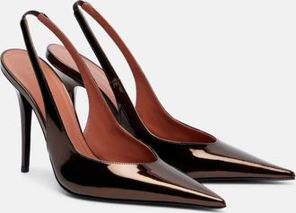 Amina Muaddi Anok 105 mirrored leather slingback pumps
