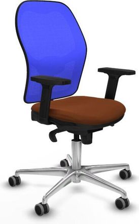 Piqueras y Crespo Piqueras Y Crespo - Jorquera Sincro Malla Azul Similpiel Marr&oacute;n Brazos 2d Base Aluminio Ruedas 65mm Engomada