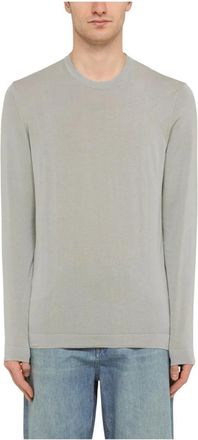Drumohr Grijze Superlight Frosted Trui - Heren - Longsleeves - Grijs - L - Katoen - Tops