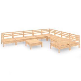 vidaXL Juego De Muebles De Jard&iacute;n 10 Piezas Madera Maciza De Pino Vidaxl