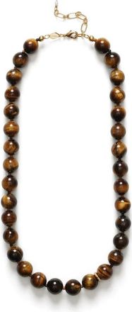 Anni Lu Tiger Eye Bal Ketting - Dames - Kettingen - Bruin - ONE Size - Leer - Accessoires