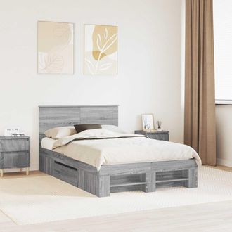 vidaXL Estructura De Cama Con Cabecera Gris Sonoma 120 X 200 Cm Vidaxl