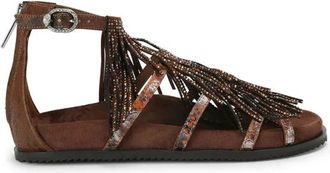 Kurt Geiger Fringe Platte Sandaal - Dames - Sandalen - Bruin - 39 EU - Schoenen