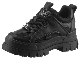 Buffalo Schn&uuml;rschuh BUFFALO, Damen, Gr. 36, schwarz, Lederimitat, Textil, Schuhe Schn&uuml;rschuh, mit Profilsohle, Freizeitschuh, Halbschuh, Schn&uuml;rschuh