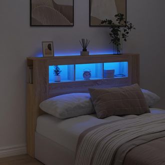 vidaXL Cabecero Led Madera Ingenier&iacute;a Roble Sonoma 140x18,5x103,5 Cm Vidaxl
