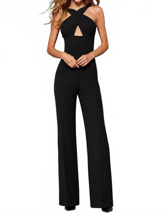 Sherri Hill Criss Cross Open Back Scuba Jumpsuit In Black
