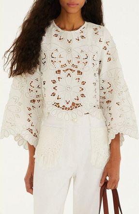 Farm Rio Flowers Richelieu Blouse in Off-White at Nordstrom, Size Xx-Small