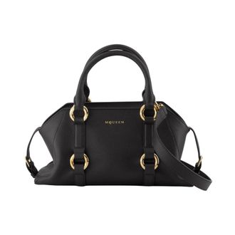 Alexander McQueen Zwarte leren kleine portemonnee met gouden accenten - Dames - Handtassen - Zwart - ONE Size - Leer - Tassen