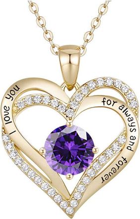 Rachel Glauber 14K Gold Plated Heart I Love You Pendant with Colored Cubic Zirconia