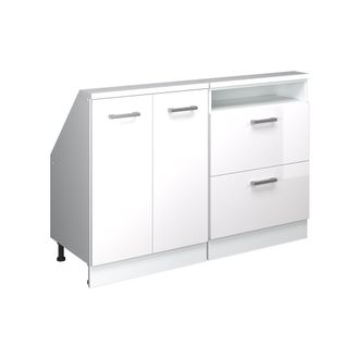 Vicco Armario De Cocina Para Techo Inclinado R-line, Blanco Alto Brillo/blanco, 120 Cm Lote De 2, Vicco