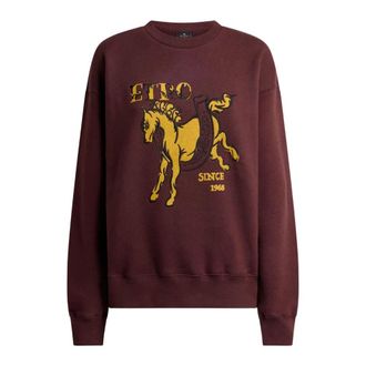 Etro Katoenen sweatshirt met Pegaso-print en logo - Dames - Sweatshirts - Rood - L - Katoen - Hoodies & sweatvesten