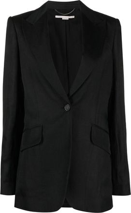 Stella McCartney single-breasted blazer - women - Linen/Flax/Viscose/Viscose/Cotton - 42 - Black