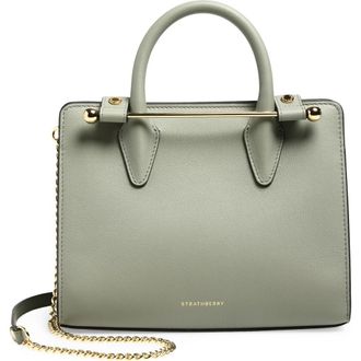 Strathberry Mini Leather Tote in Library Green at Nordstrom