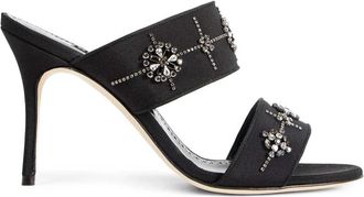 Manolo Blahnik Ralota Pump - Dames - Muiltjes - Zwart - 40 EU - Satijn - Schoenen