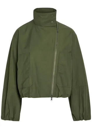 Vince Sculpted Cotton-blend Poplin Jacket - Khaki - S (UK8-10 / S)