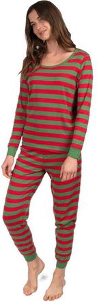 Leveret Womens Cotton Striped Matching Family Holiday Pajamas in Red & Green at Nordstrom, Size X-Small