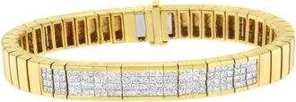 House of Brilliance 14K Yellow Gold 3 5/8 cttw Invisible Set Princess-Cut Diamond ID Tennis Bracelet (I-J Color, SI1-SI2 Clarity) -7