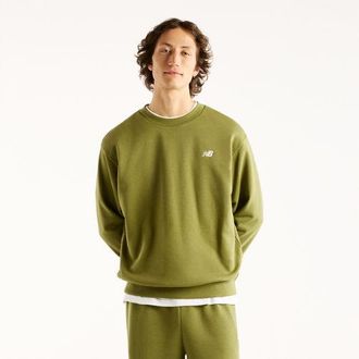 New Balance Hombre Sport Essentials French Terry Crew en Verde, Algod&oacute;n, Talla XL