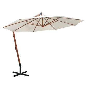 Berkfield Home Hanging Parasol 350 cm Wooden Pole White