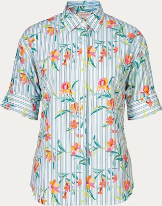 Banjanan Womens Jura Shirt In Orchid Pinstripe