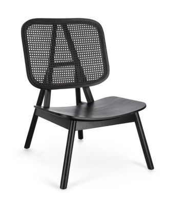 Konte Design Sill&oacute;n lounge de madera de teca y rat&aacute;n negro